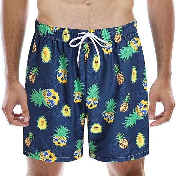 Men's Printed Mesh-Pocket Swim Shorts