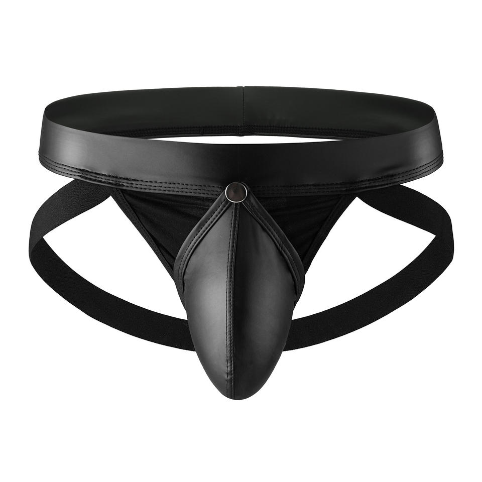 Men's Faux Leather Low-Rise Jockstrap - Image 2