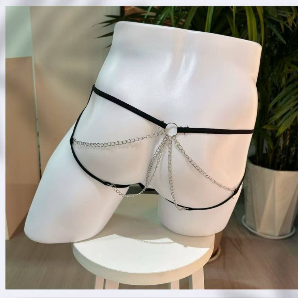 Men's Chain Detail Mesh Thong - Image 3